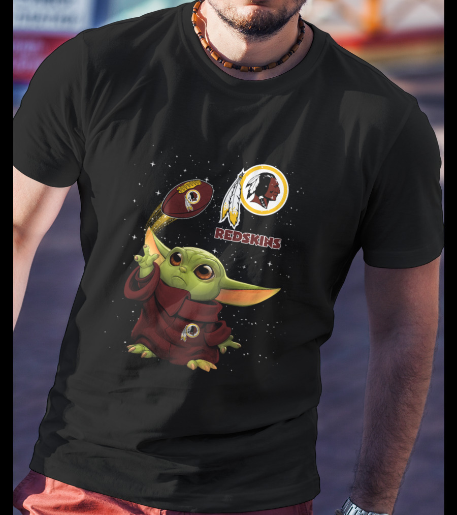 Baby Yoda Washington Redskins Logo Football T-Shirt
