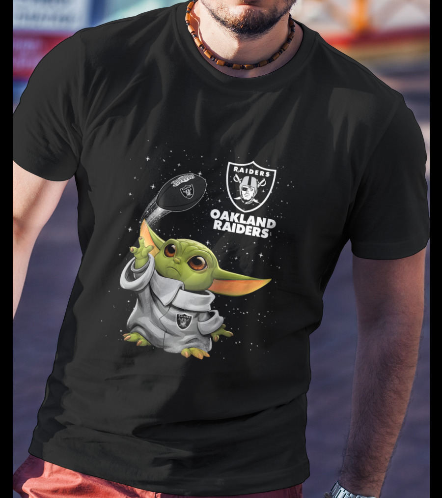 Baby Yoda Oakland Raiders Football Star Wars Fan Merchandise T-Shirt