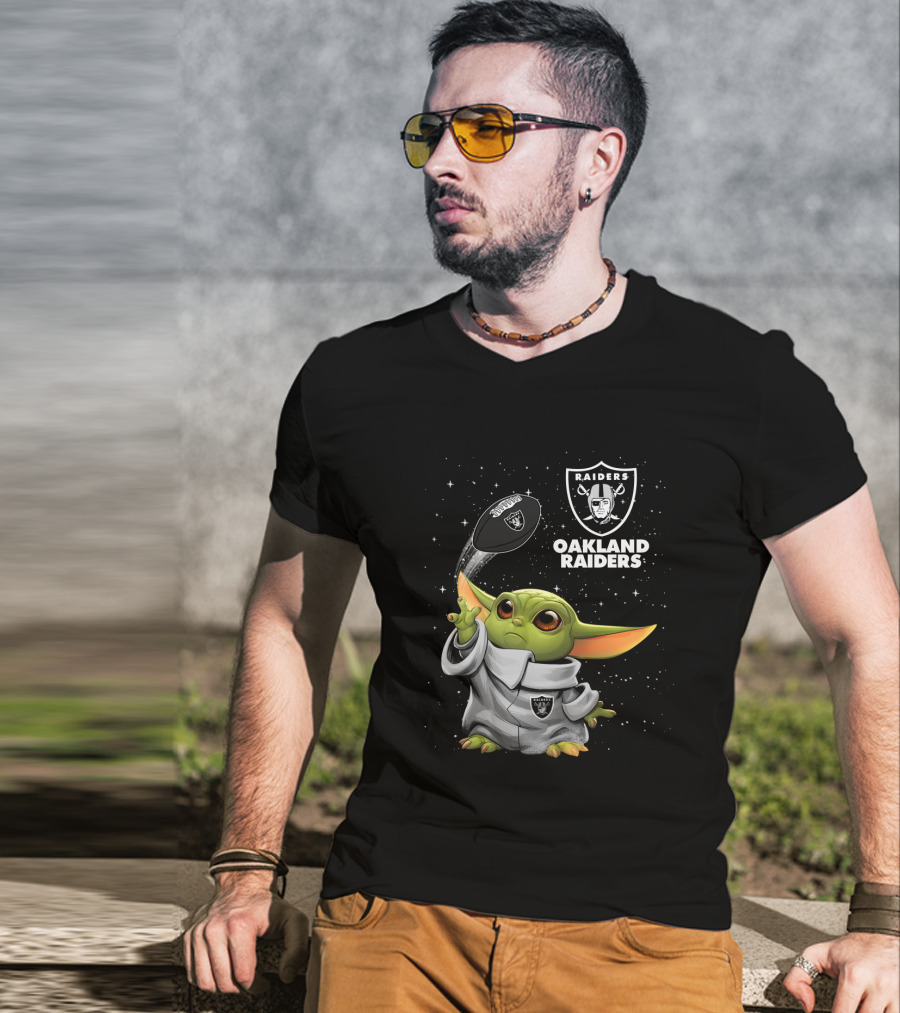 Baby Yoda Oakland Raiders Football Star Wars Fan Merchandise T-Shirt