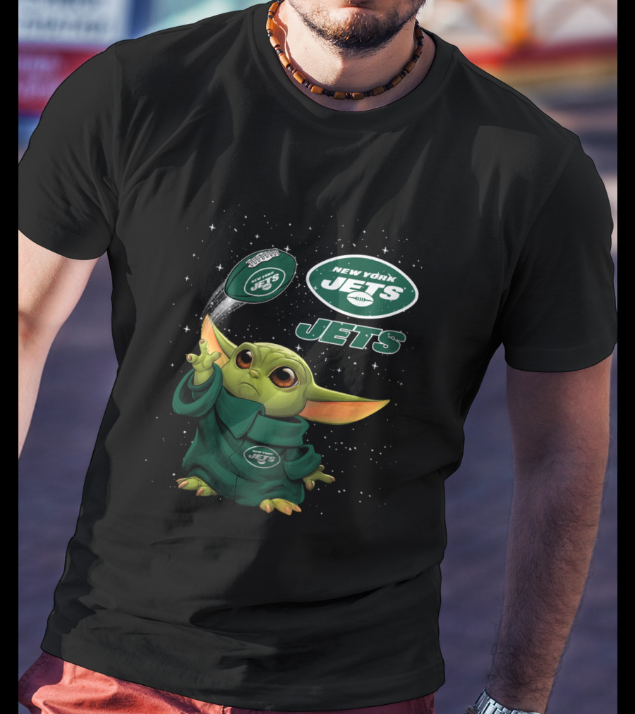 New York Jets Baby Yoda Football Star Wars Crossover T-Shirt