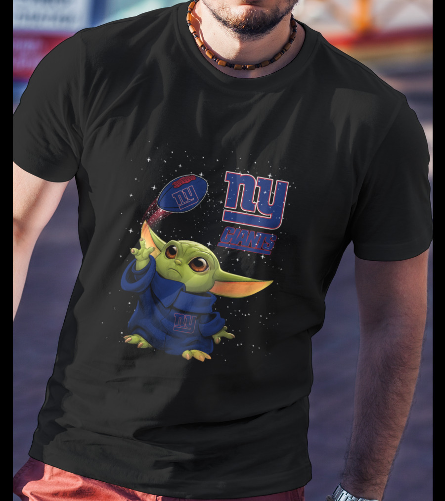 Baby Yoda NY Giants Football Fan Star Wars Mandalorian Fusion T-Shirt