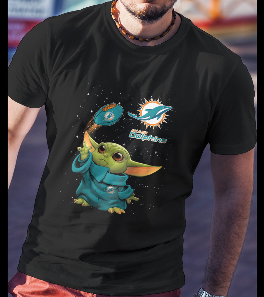 Baby Yoda Miami Dolphins Football Jedi Fan T-Shirt
