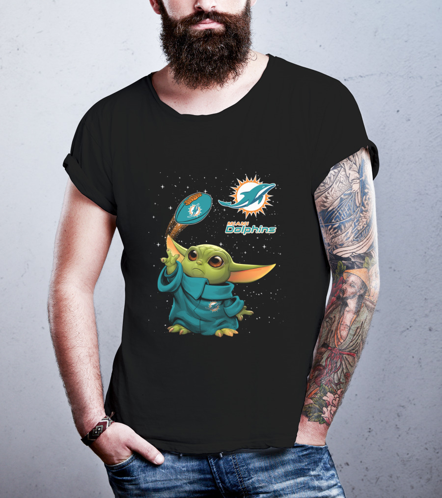 Baby Yoda Miami Dolphins Football Jedi Fan T-Shirt