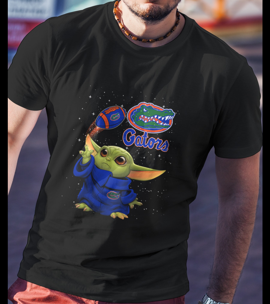 Baby Yoda Florida Gators Logo Football T-Shirt