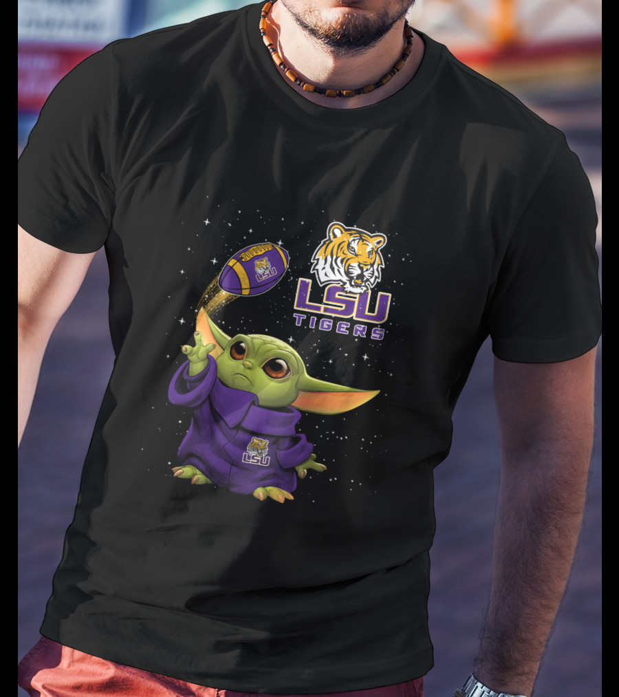 LSU Tigers Baby Yoda Football Tiger T-Shirt