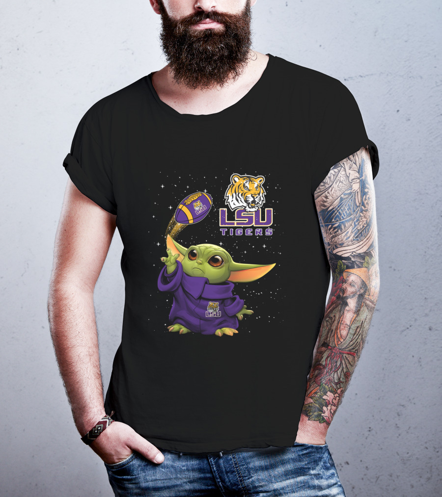 LSU Tigers Baby Yoda Football Tiger T-Shirt