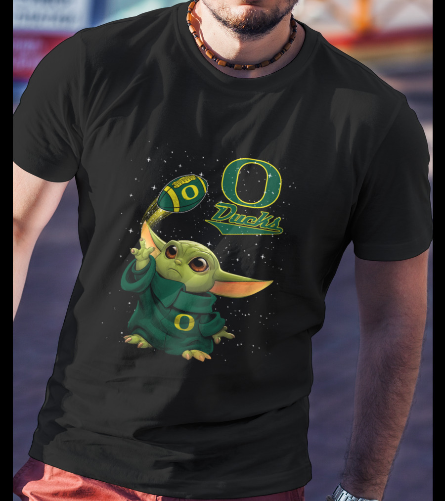 Baby Yoda Oregon Ducks Star Wars Football T-Shirt