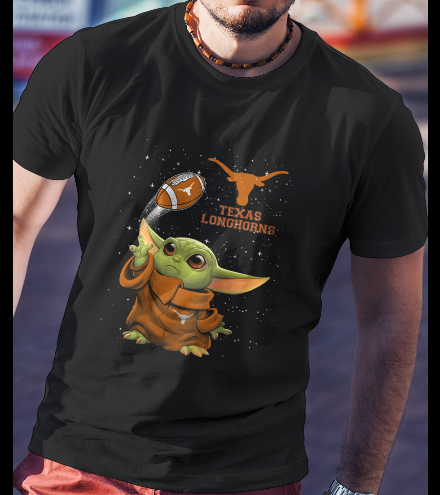 Texas Longhorns Baby Yoda Football T-Shirt