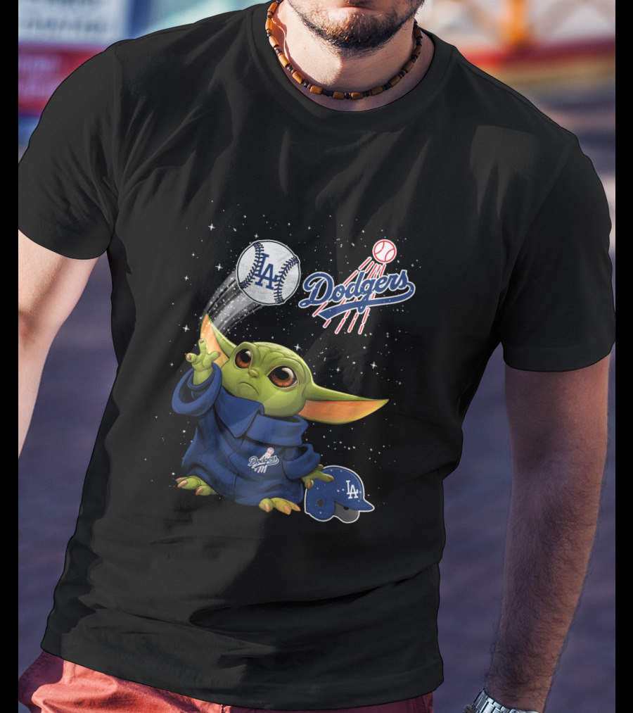 Baby Yoda Los Angeles Dodgers Baseball Force Use T-Shirt