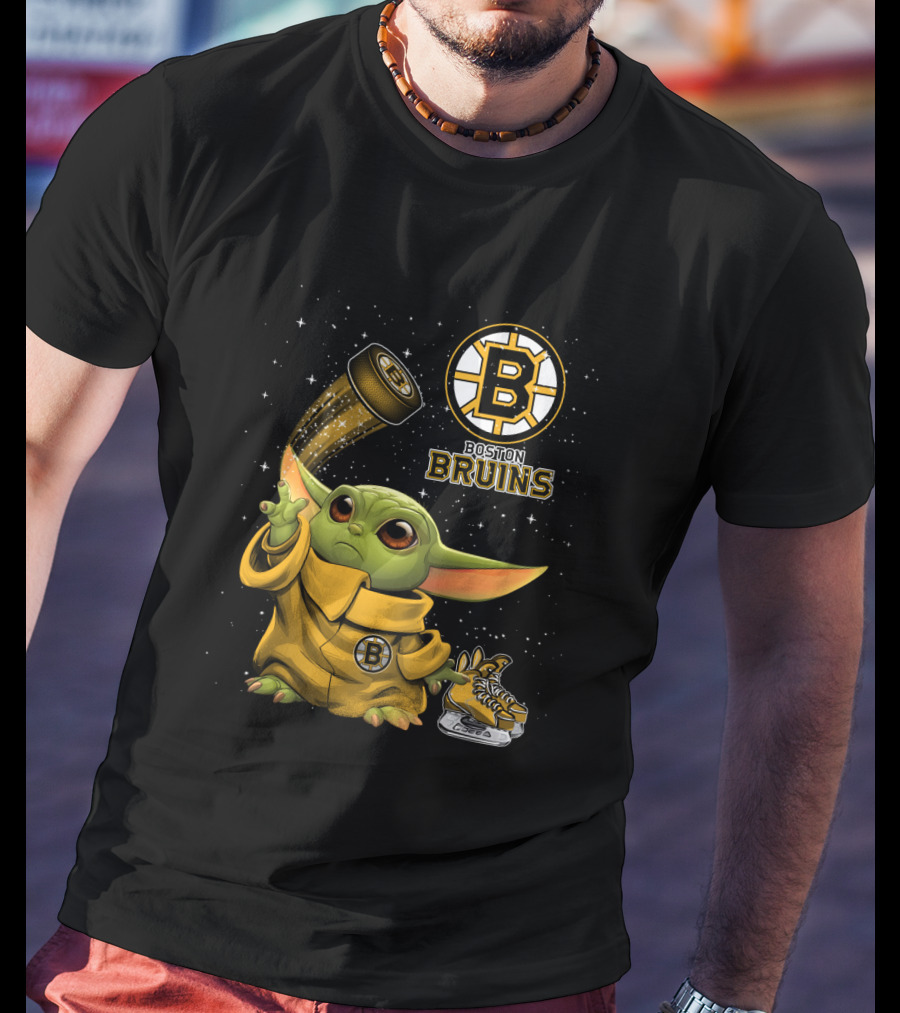 Boston Bruins Baby Yoda Star Wars NHL Crossover T-Shirt