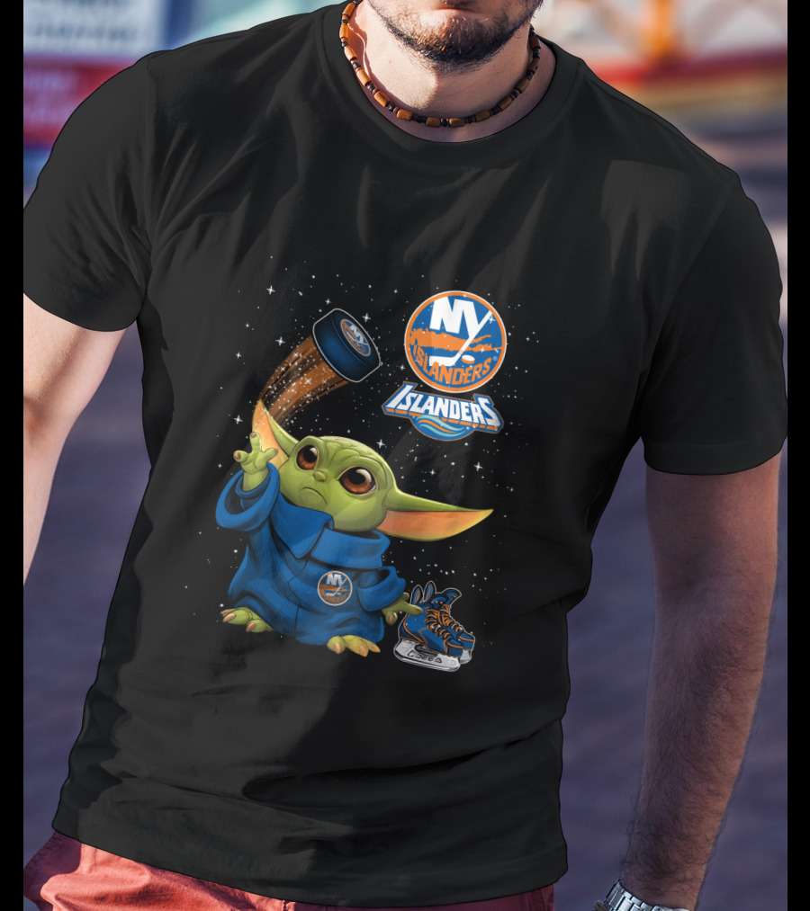 NY Islanders Baby Yoda Hockey Puck Magic T-Shirt