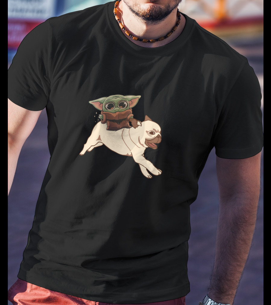 Pug With Child Character Riding T-Shirt