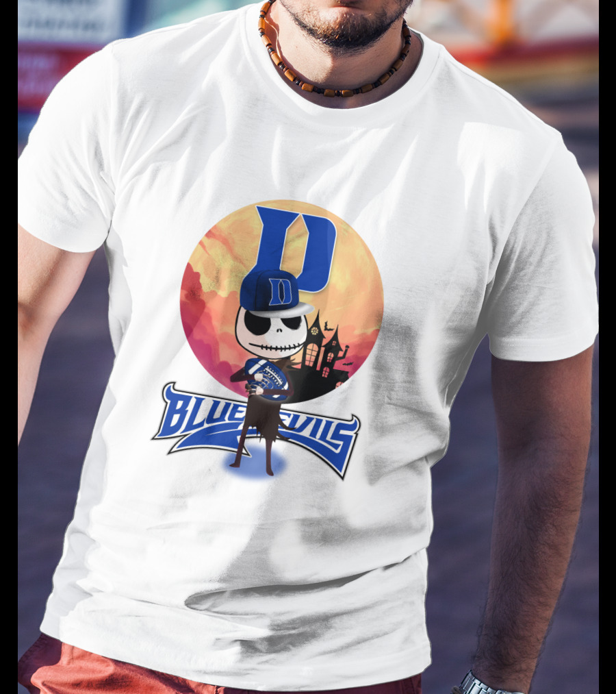 Duke Blue Devils Skeleton Halloween Scene T-Shirt