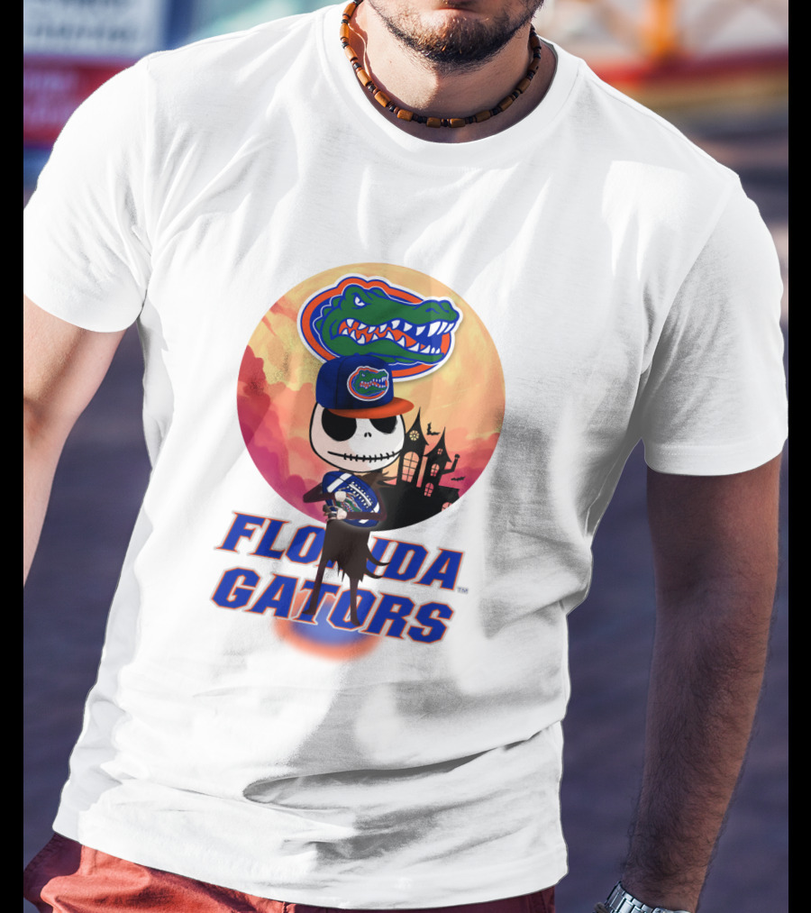 Florida Gators Jack Skellington Sunset Scene T-Shirt