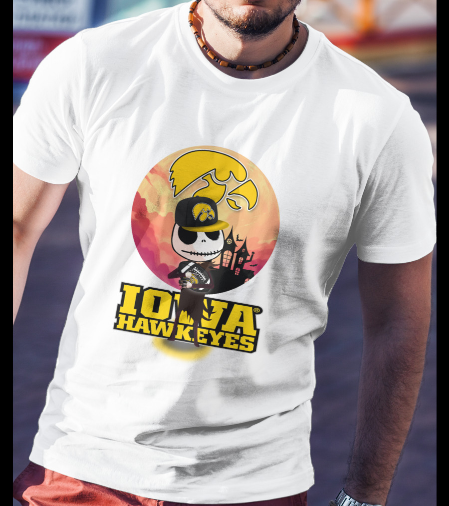 Iowa Hawkeyes Halloween Skull T-Shirt