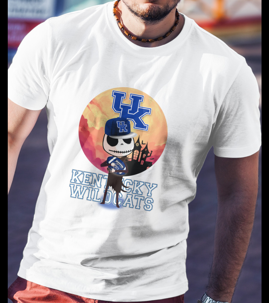 Kentucky Wildcats Skeleton With Uk Logo And Spooky T-Shirt