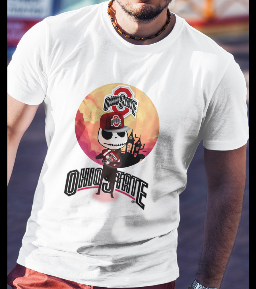Ohio State Skeleton Character With Hat And Scarf T-Shirt