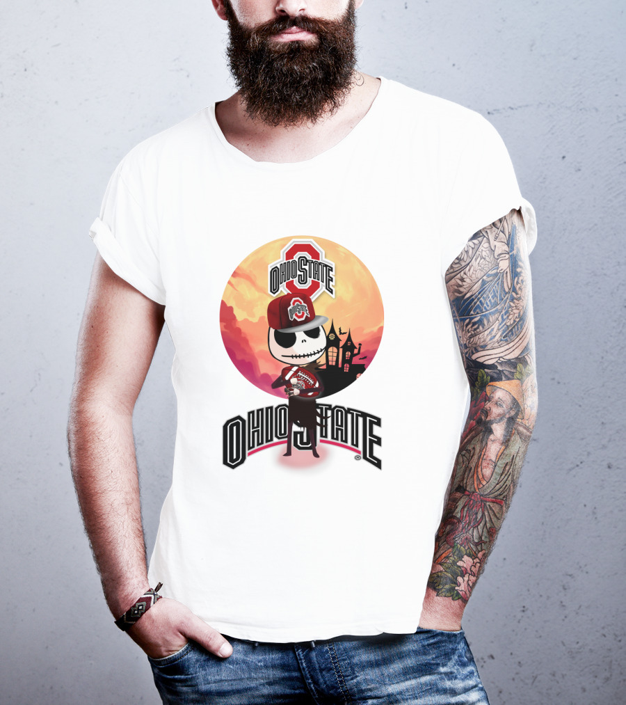 Ohio State Skeleton Character With Hat And Scarf T-Shirt