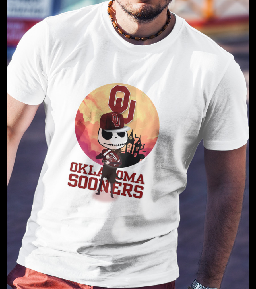 Oklahoma Sooners Jack Skellington Football Ou Halloween T-Shirt