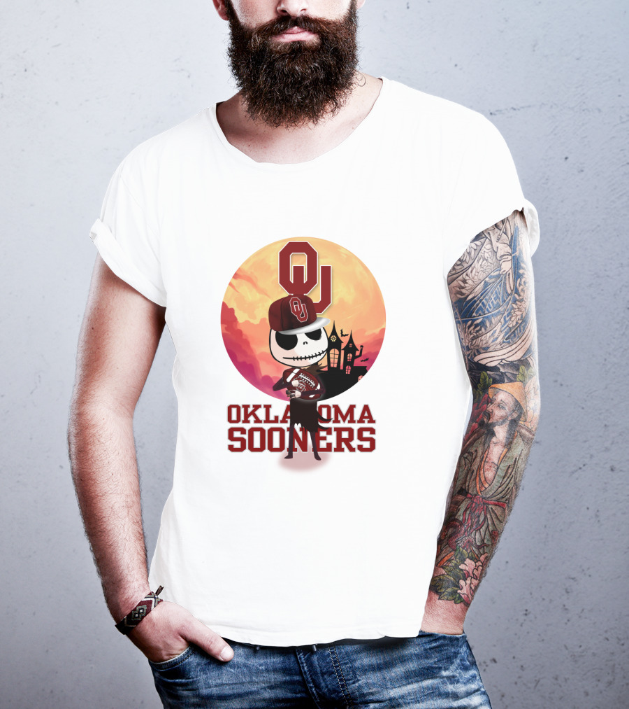 Oklahoma Sooners Jack Skellington Football Ou Halloween T-Shirt