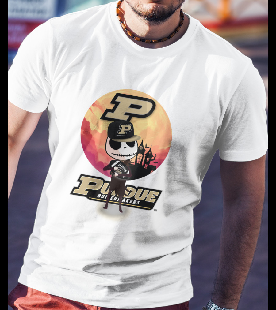 Purdue Boilermakers Skeleton Football Halloween T-Shirt