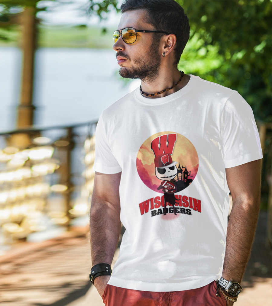 Wisconsin Badgers Halloween Skeleton T-Shirt