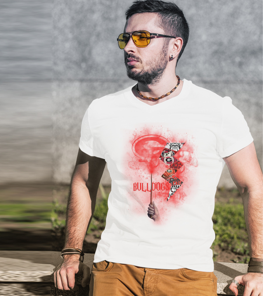 Georgia Bulldogs Logo 60 Dawgs Hand Holding Red Smoke Wand T-Shirt