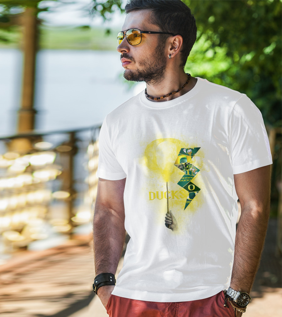 Oregon Ducks Lightning Bolt Logo Collage T-Shirt