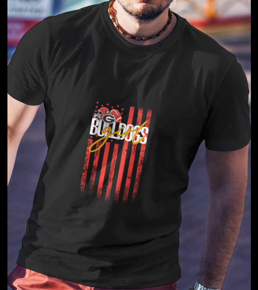 Georgia Bulldogs G Logo American Flag Bulldogs Team Pride T-Shirt
