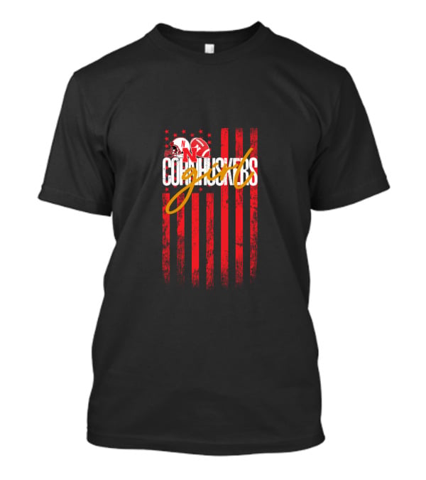 Cornhuskers N Helmet Script Flag Stars Red Stripes Chtnca3008 T-Shirt