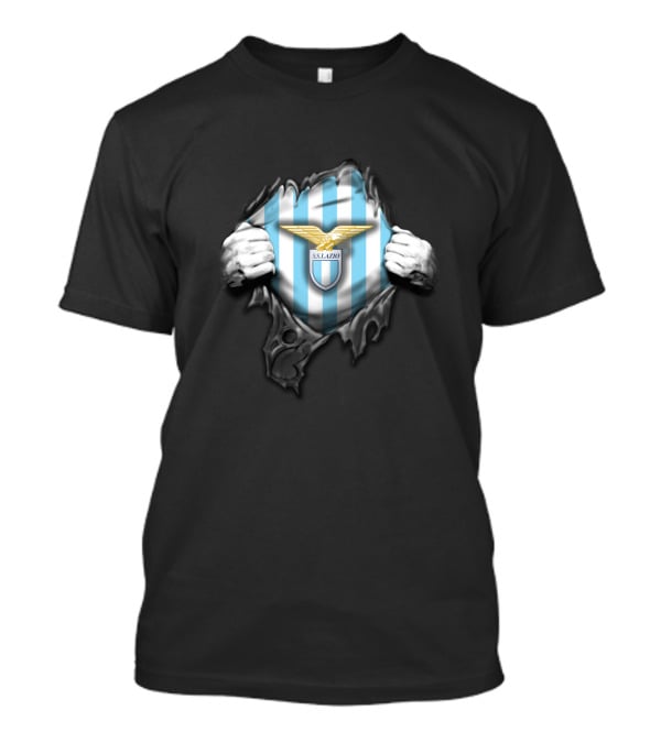 Ss Lazio Eagle Emblem On Blue Striped Background Ditsa1004-Lazio T-Shirt