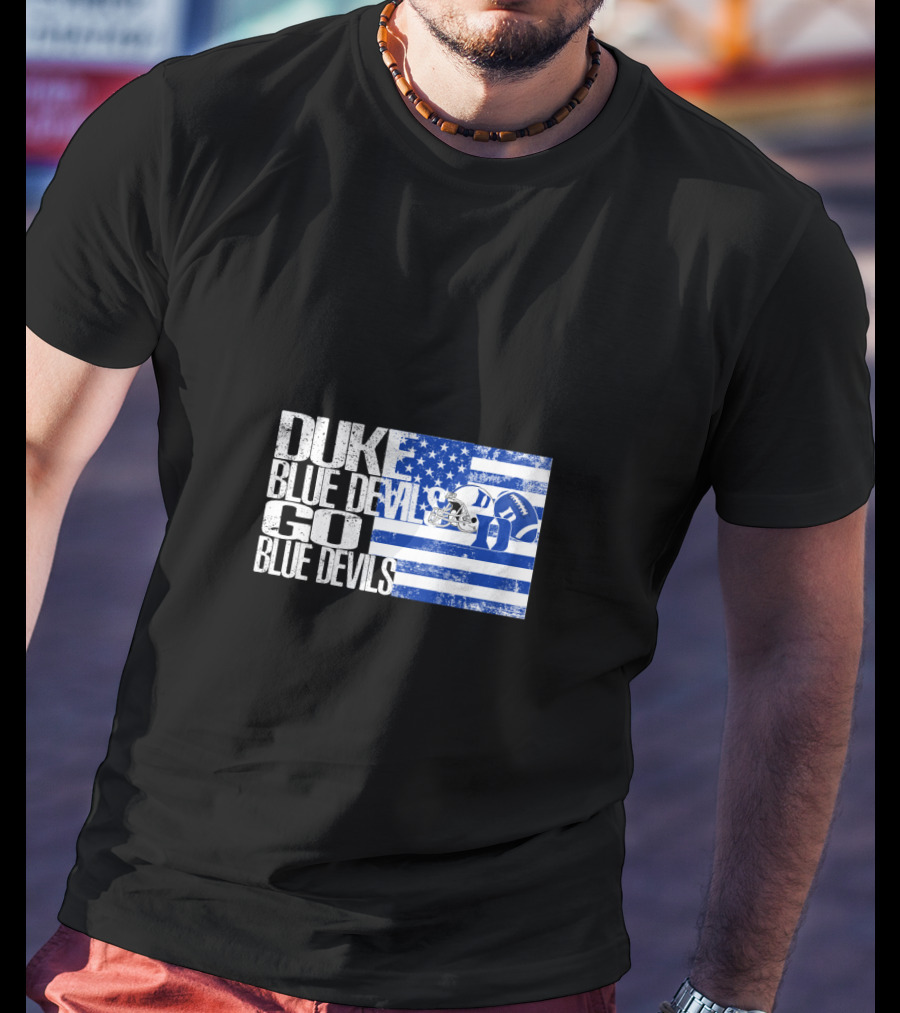 Duke Blue Devils Go Blue Devils Usa Flag Football Helmet T-Shirt