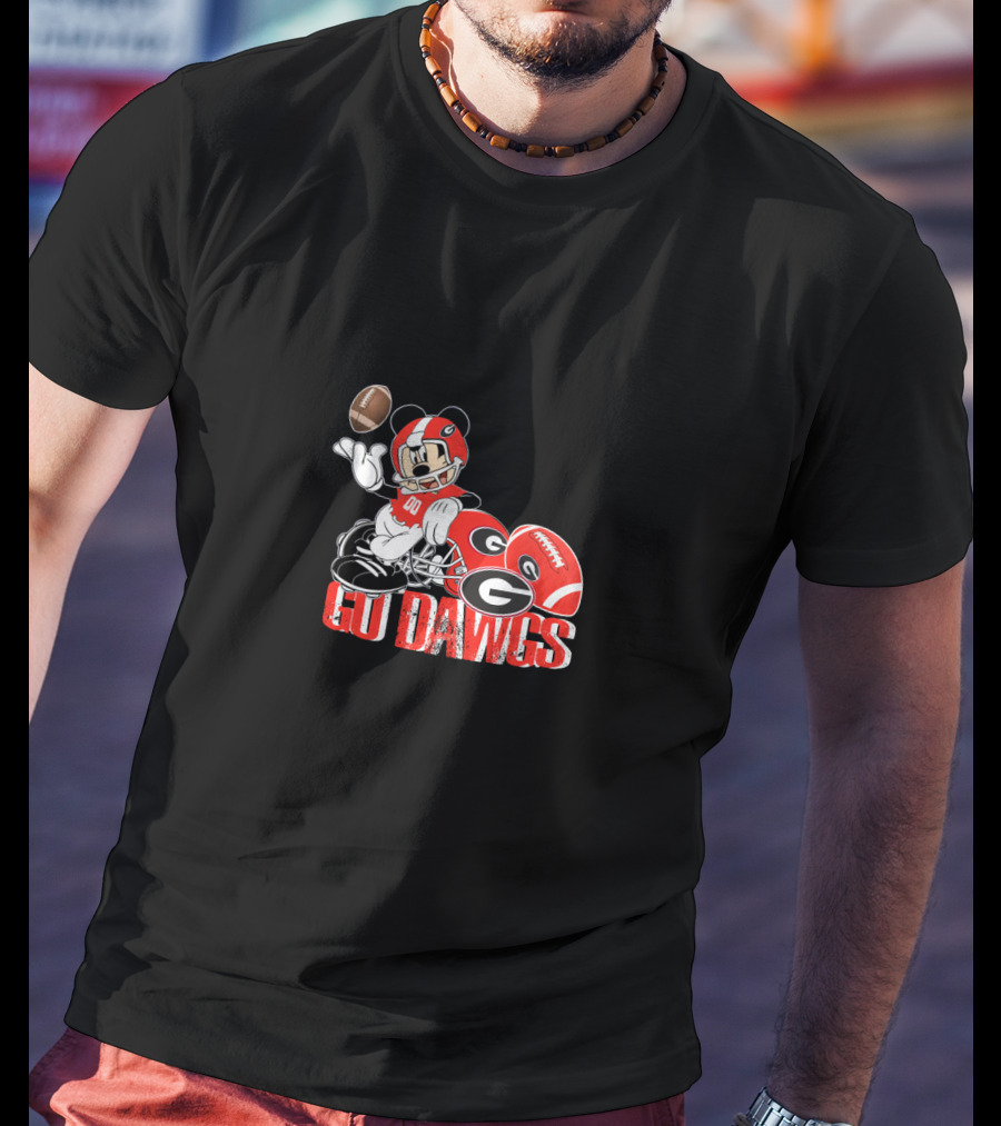 Chtnca8009 Go Dawgs Football Georgia Bulldogs Mickey Mouse T-Shirt