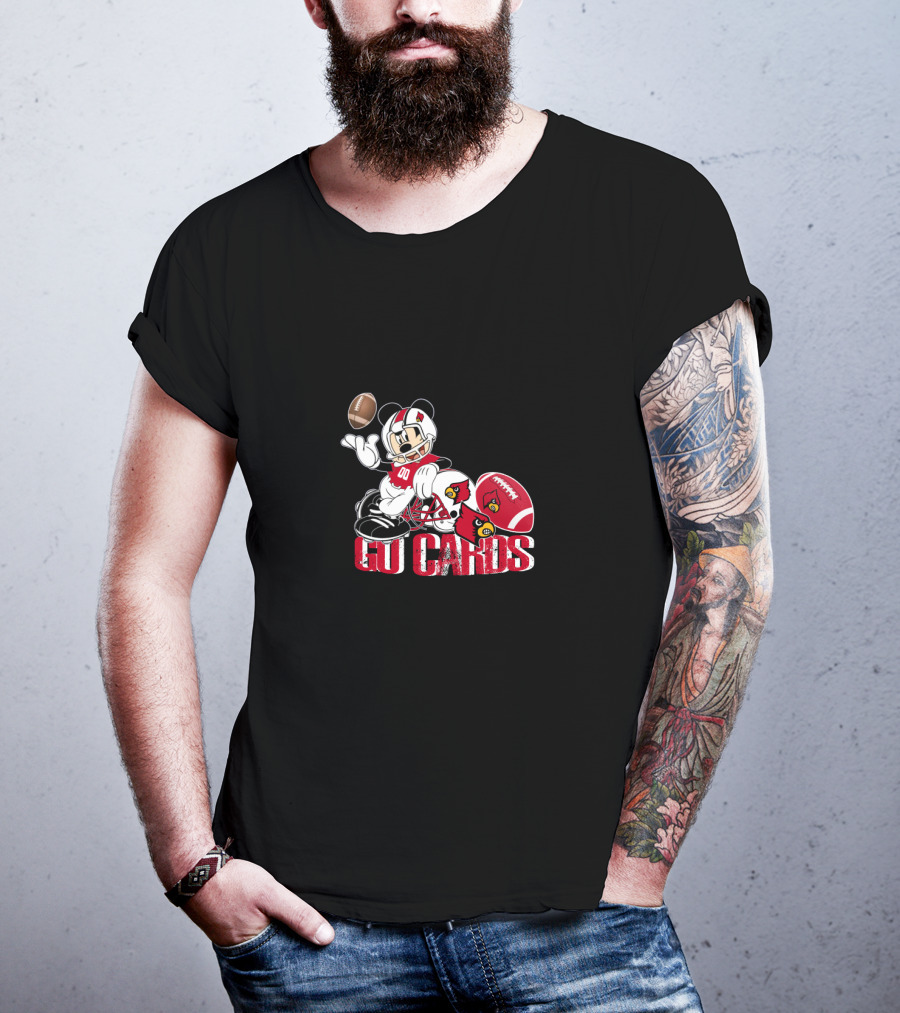 Mickey Mouse Football Go Cards Louisville Cardinals Chtnca8013 T-Shirt