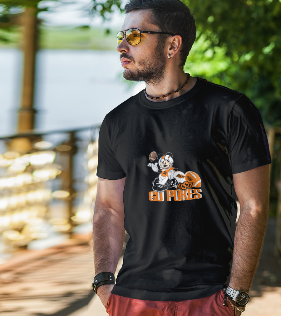 Osu Cowboys Mascot With Football Go Pokes T-Shirt