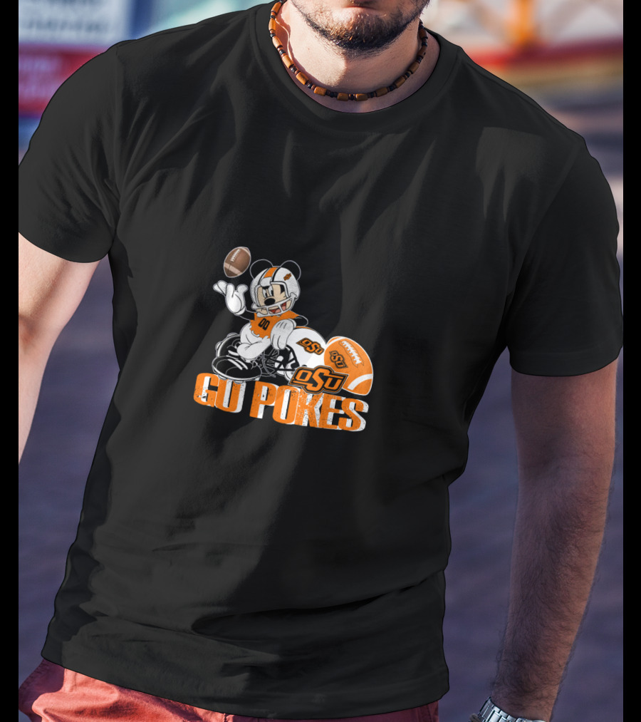 Osu Cowboys Mascot With Football Go Pokes T-Shirt