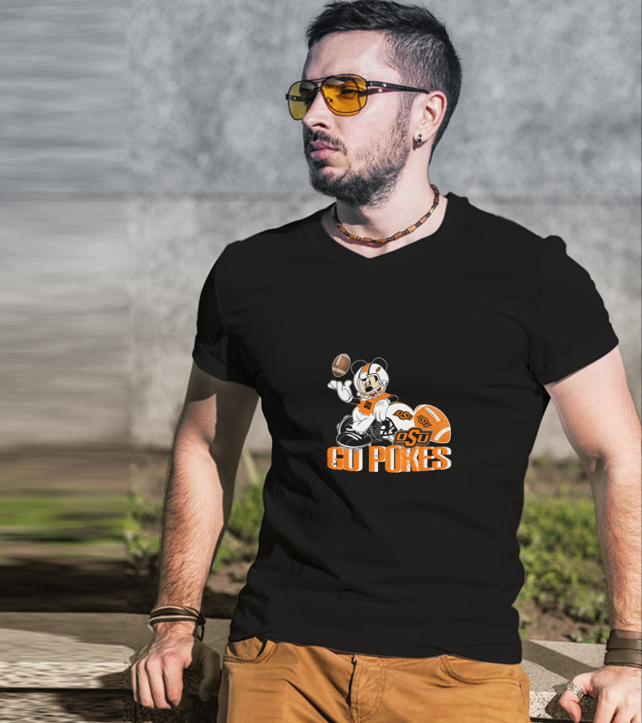 Osu Cowboys Mascot With Football Go Pokes T-Shirt