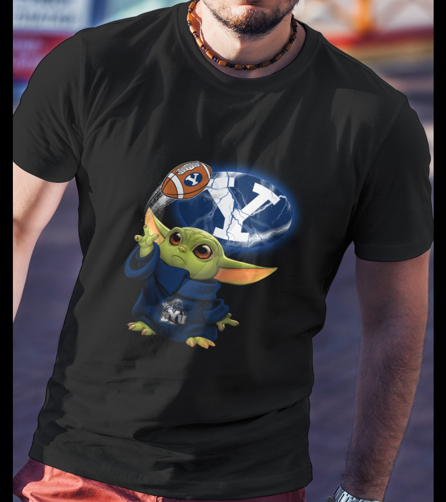 Byu Y Football Baby Yoda Using Force T-Shirt