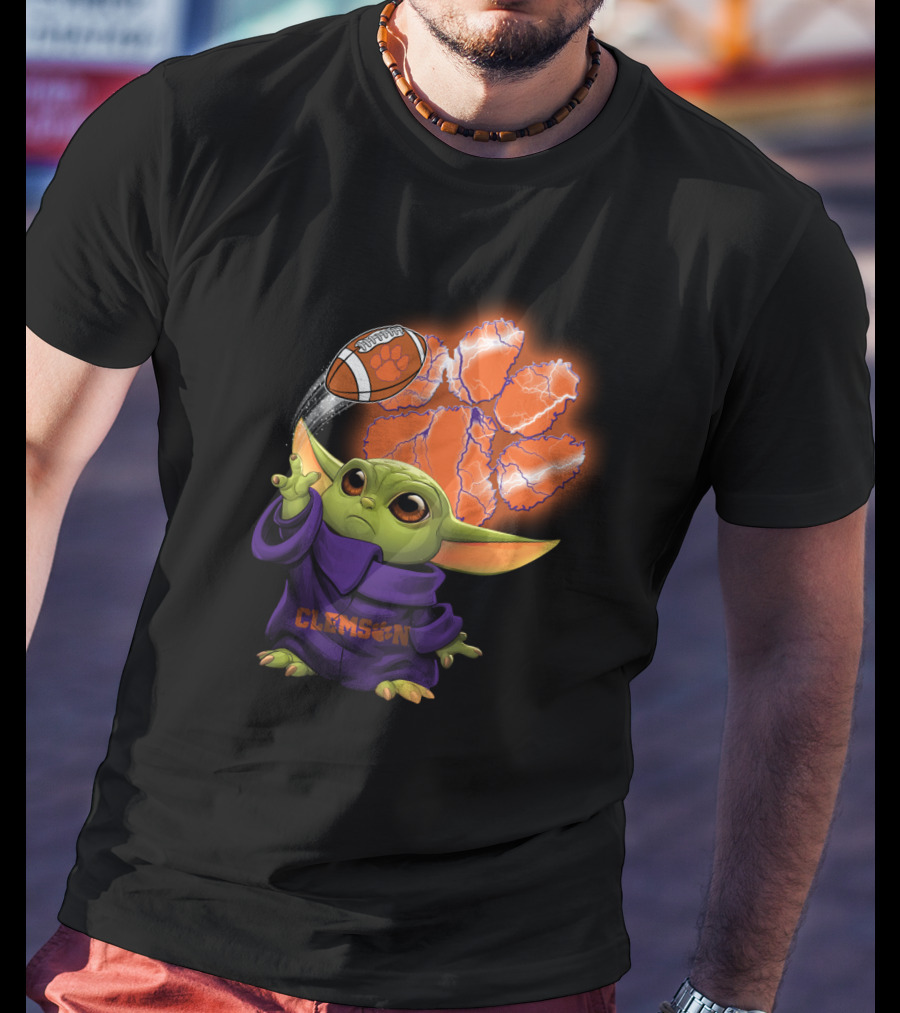 Clemson Football Paw And Baby Alien Character T-Shirt