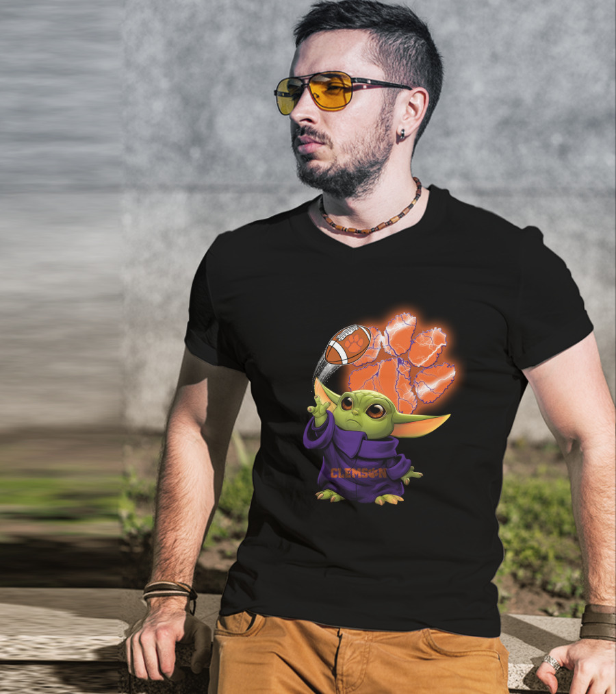Clemson Football Paw And Baby Alien Character T-Shirt