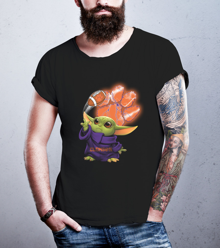 Clemson Football Paw And Baby Alien Character T-Shirt