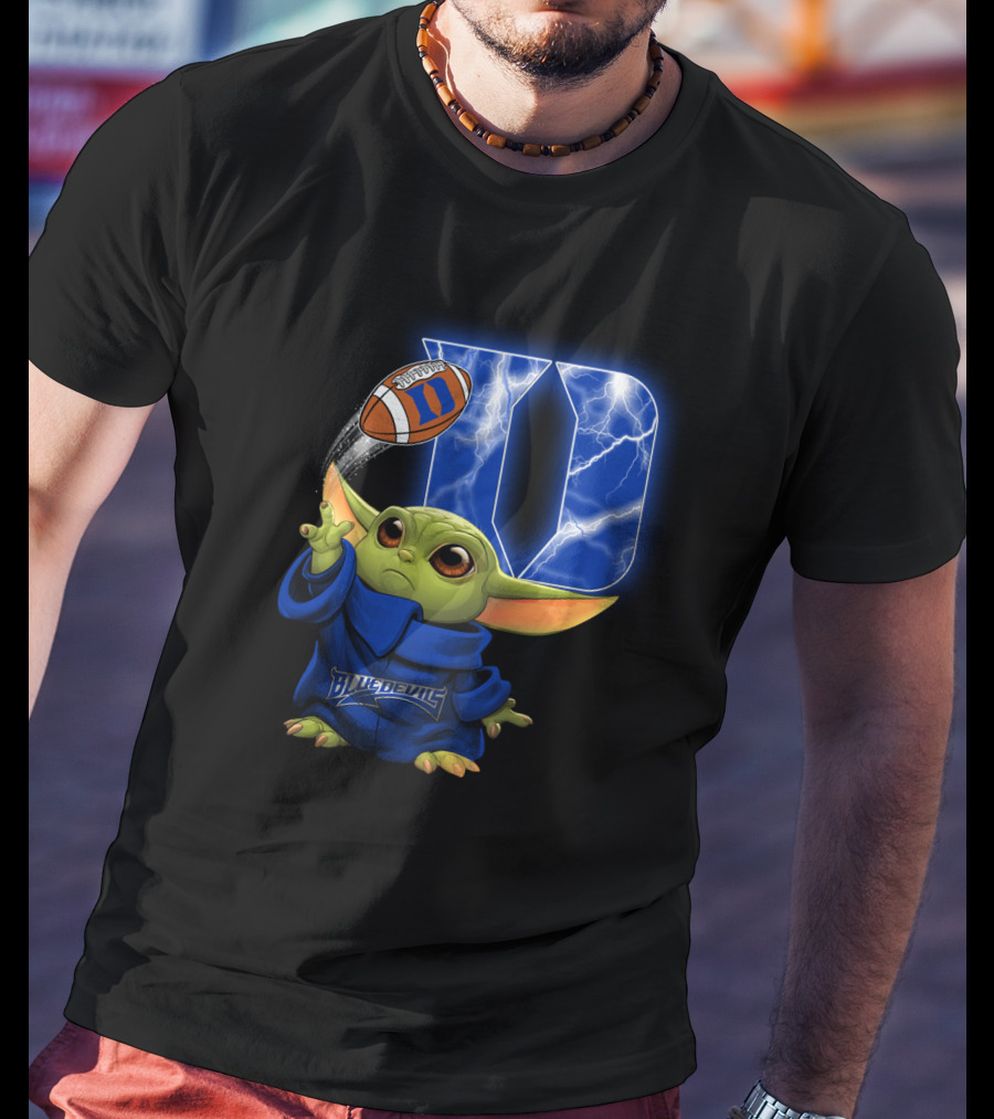 Blue Devils Chtnca9006 Football Lightning Yoda Nod T-Shirt