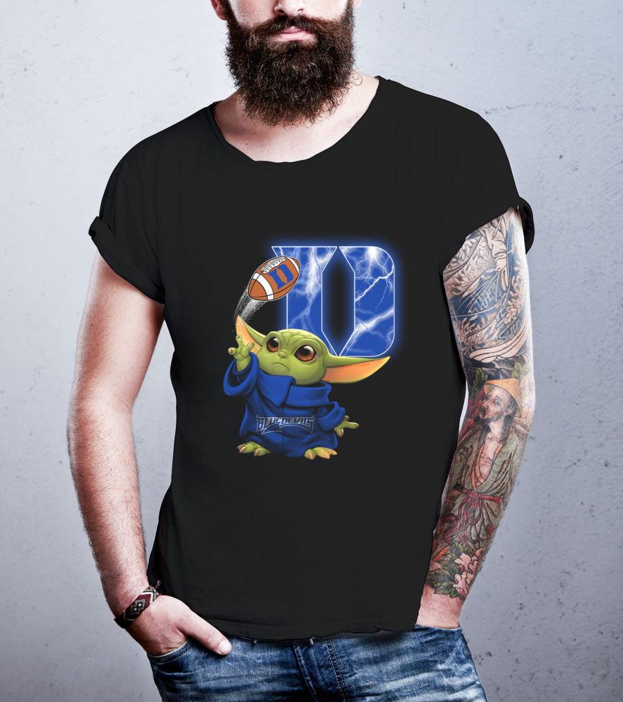 Blue Devils Chtnca9006 Football Lightning Yoda Nod T-Shirt