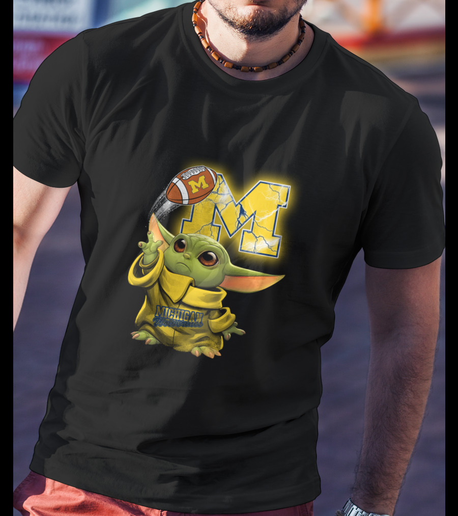 Michigan Wolverines Yoda Style Football Fan Craze T-Shirt