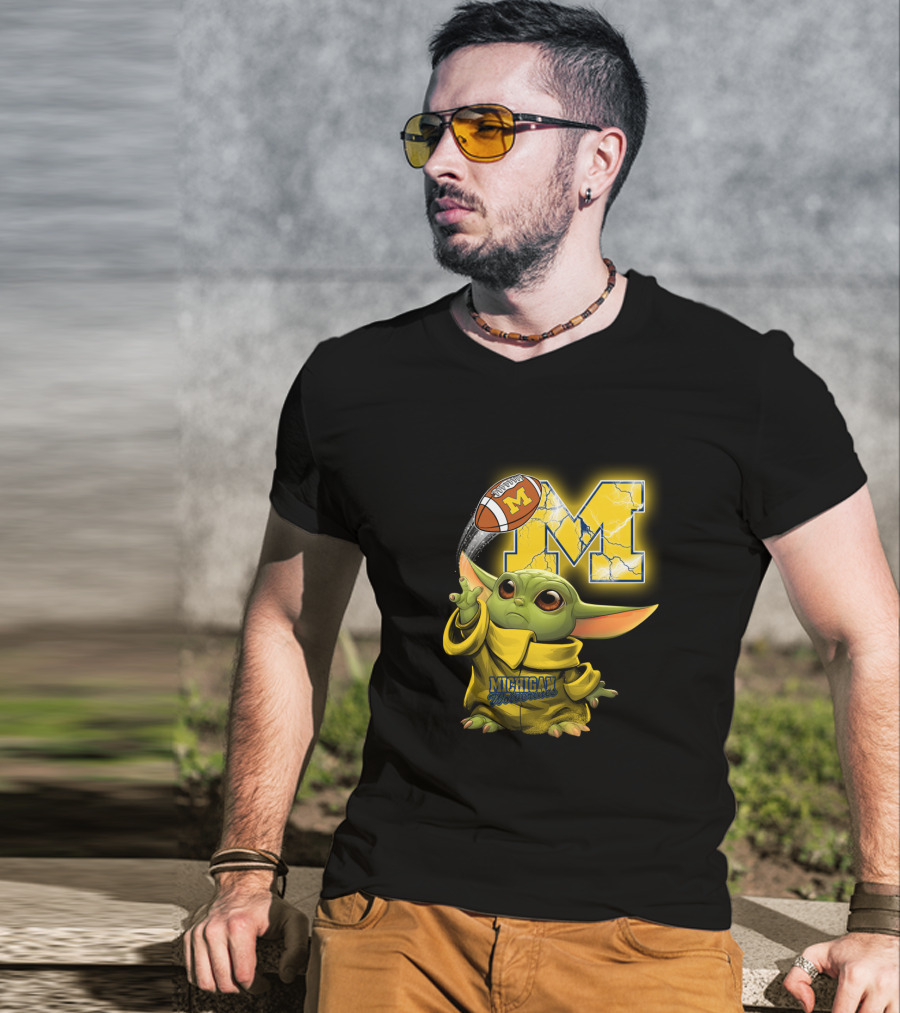 Michigan Wolverines Yoda Style Football Fan Craze T-Shirt