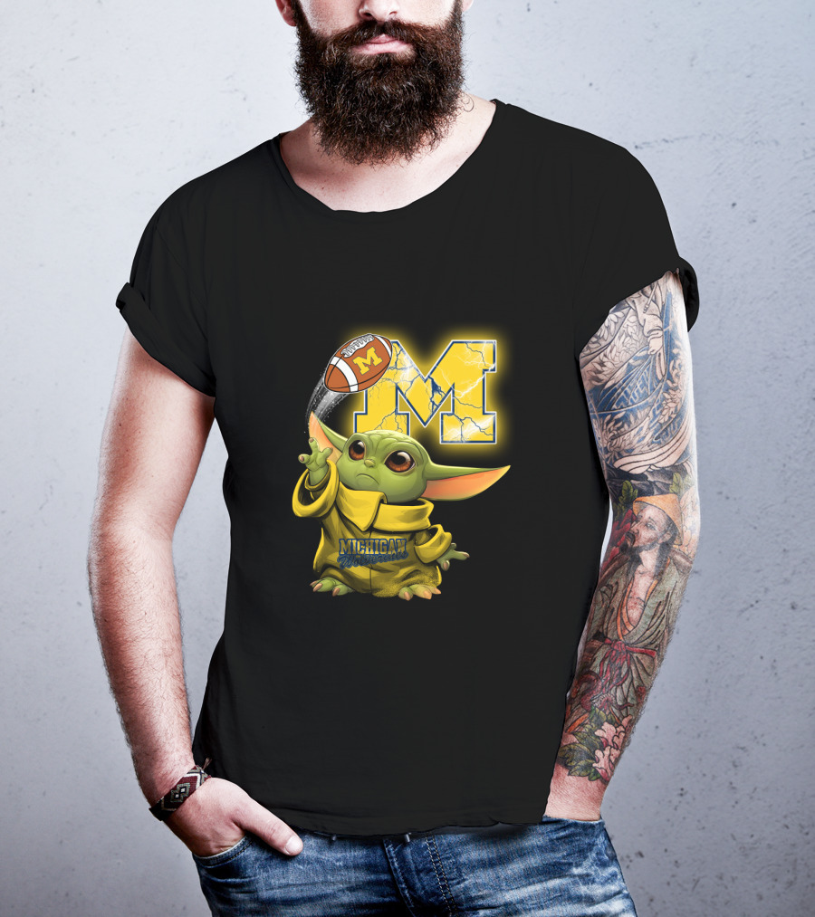 Michigan Wolverines Yoda Style Football Fan Craze T-Shirt