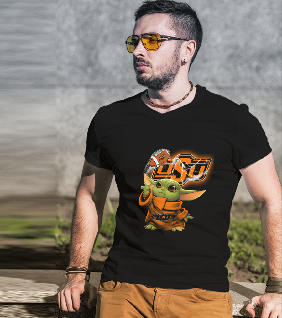Oklahoma State Osu Football Baby Yoda T-Shirt