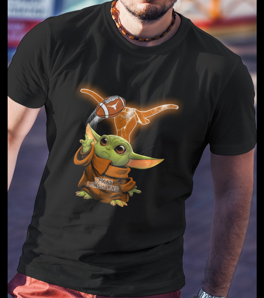 Texas Longhorns Baby Yoda Football Magic T-Shirt