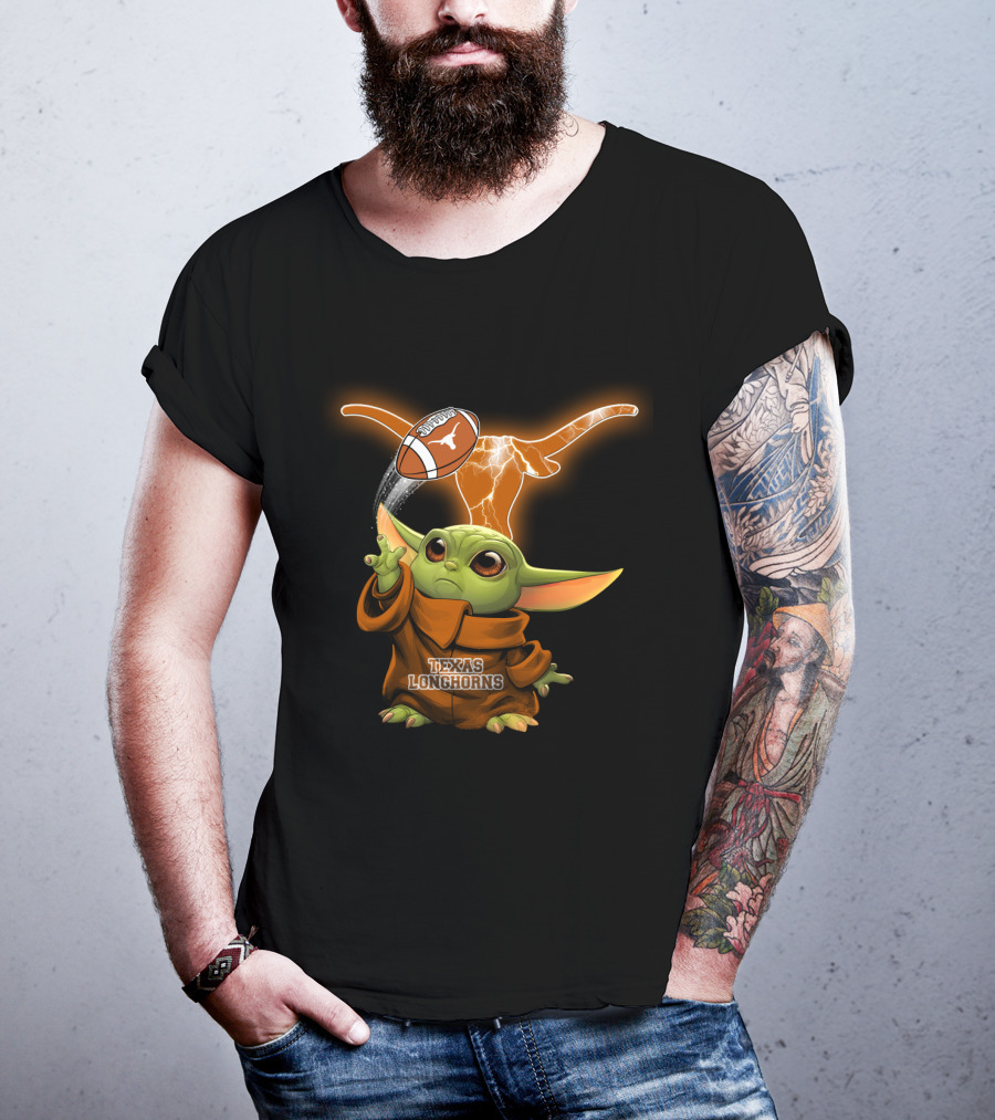 Texas Longhorns Baby Yoda Football Magic T-Shirt