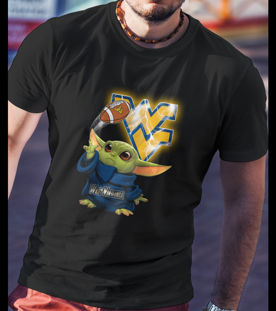 West Virginia Football Baby Alien With Wv Logo And Lightning T-Shirt